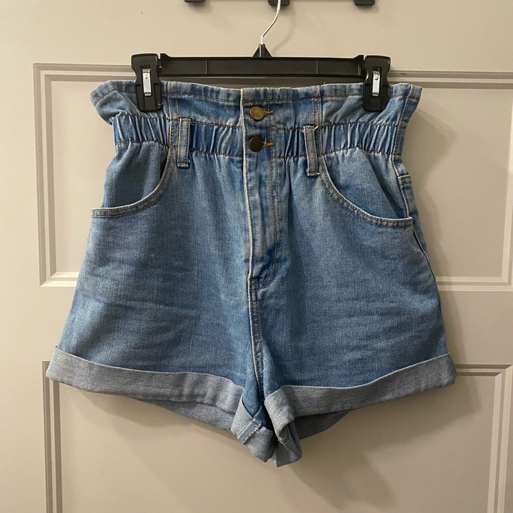 Forever 21 Blue High Waist Shorts~ Elastic Waist~Size S